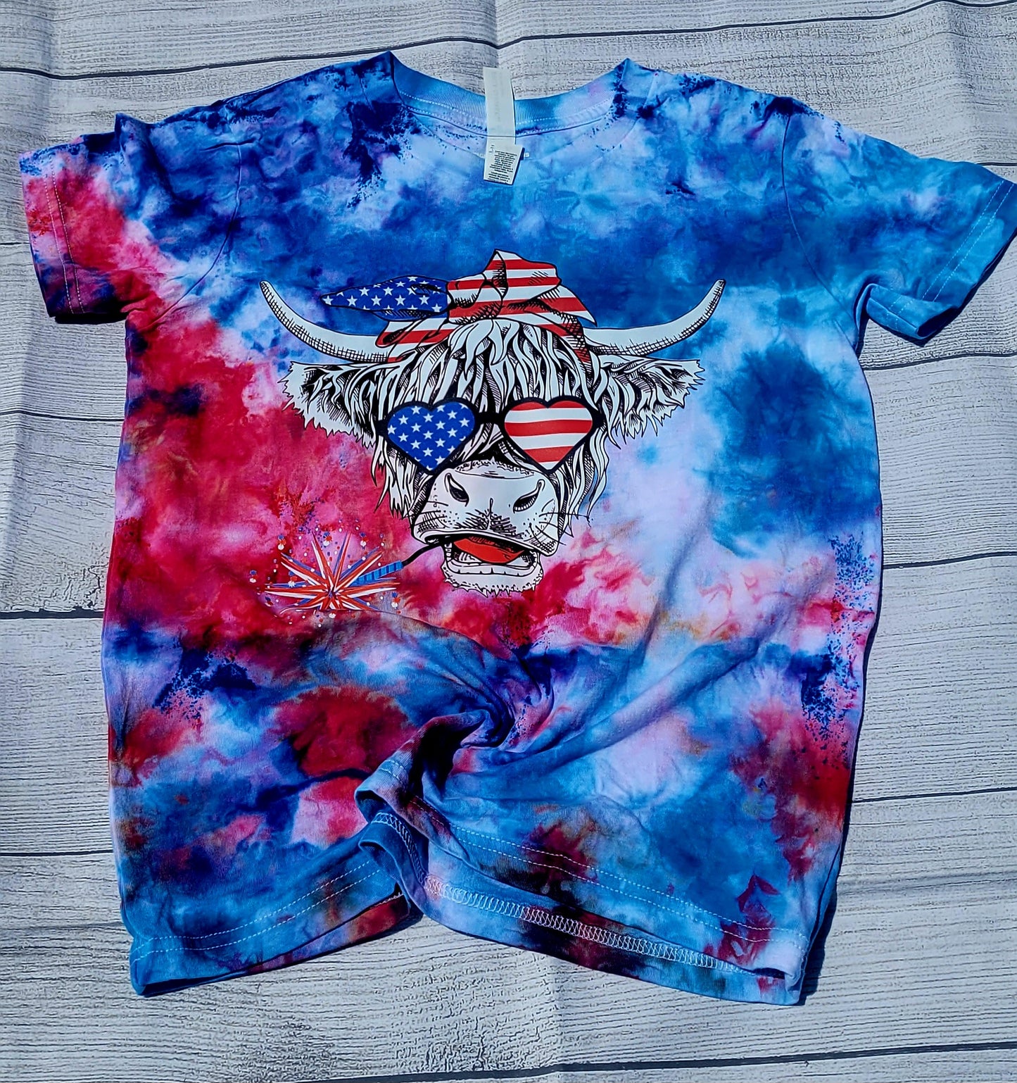 Cow Patriotic Ice Dye Youth