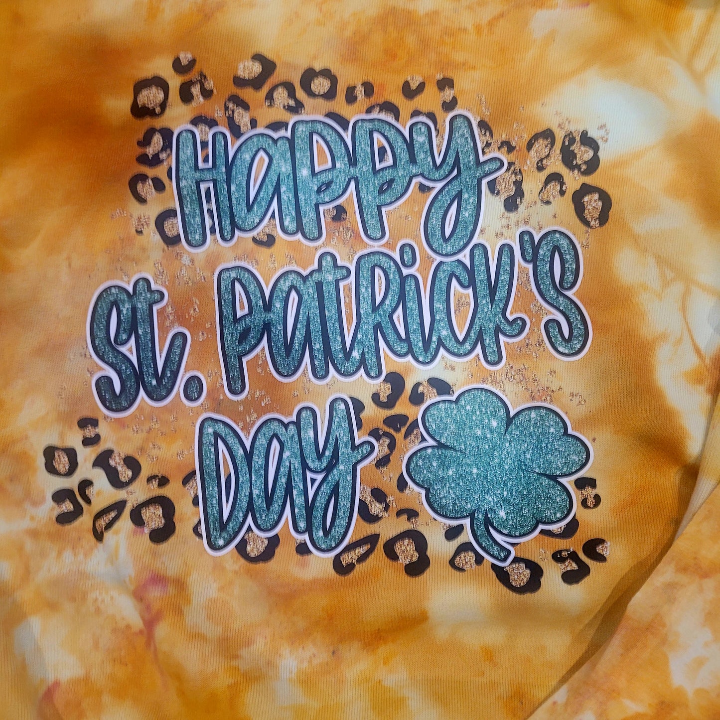 Glitter St. Patricks Day Marigold Ice Dye Youth