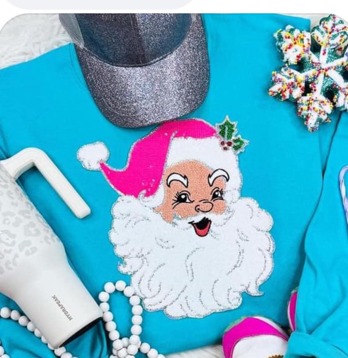 Santa White/Silver Beard Sequin Patch