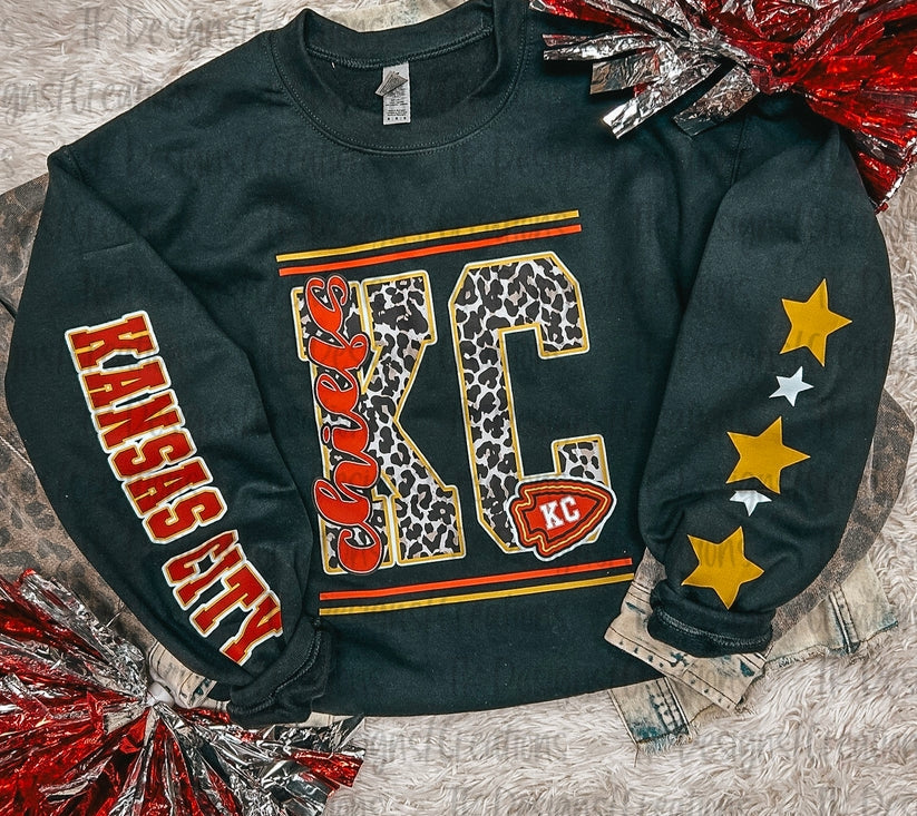 KC Stripes Crewneck Sweatshirt With Sleeve Details