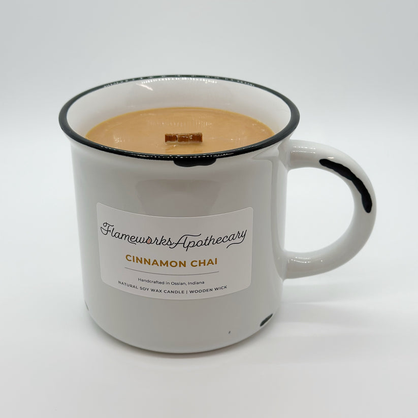 Cinnamon Chai White Ceramic Mug 12 oz Candle