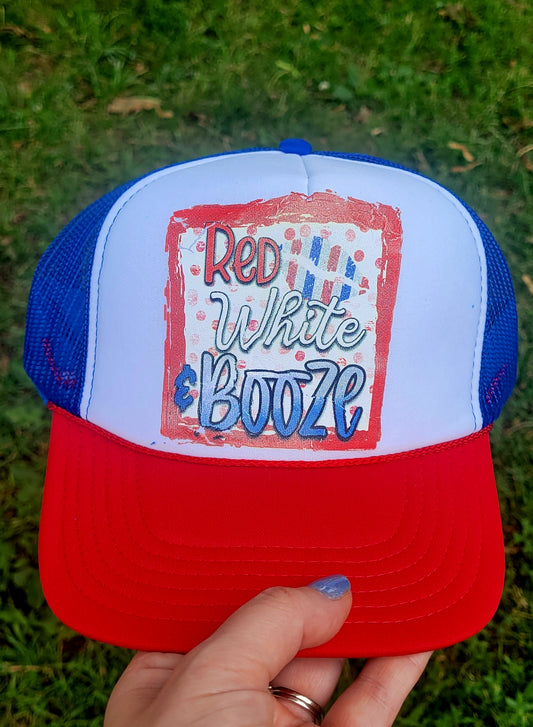 Red White and Booze Patriotic Foam Trucker Hat