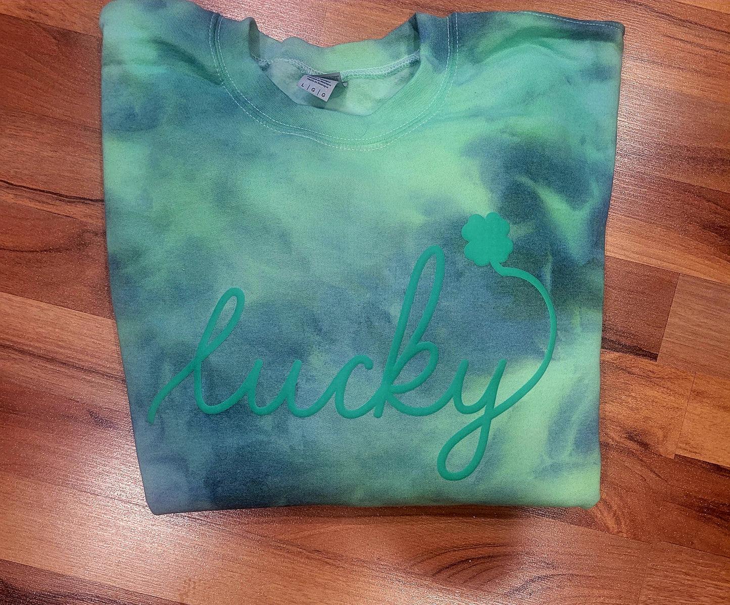 Lucky Puff Emerald Ice Dye Crewneck Large Only