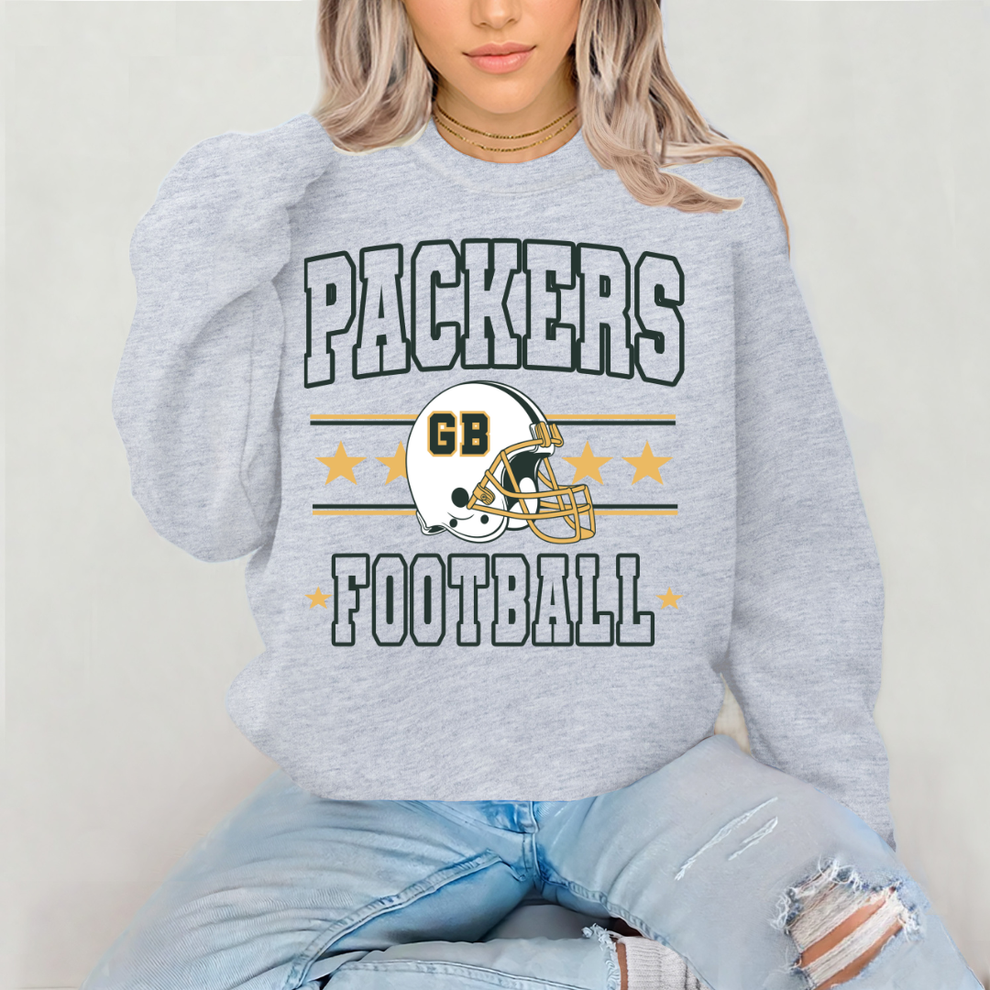 PACKERS FOOTBALL STARS AND STRIPES SWEATSHIRT (ASH)