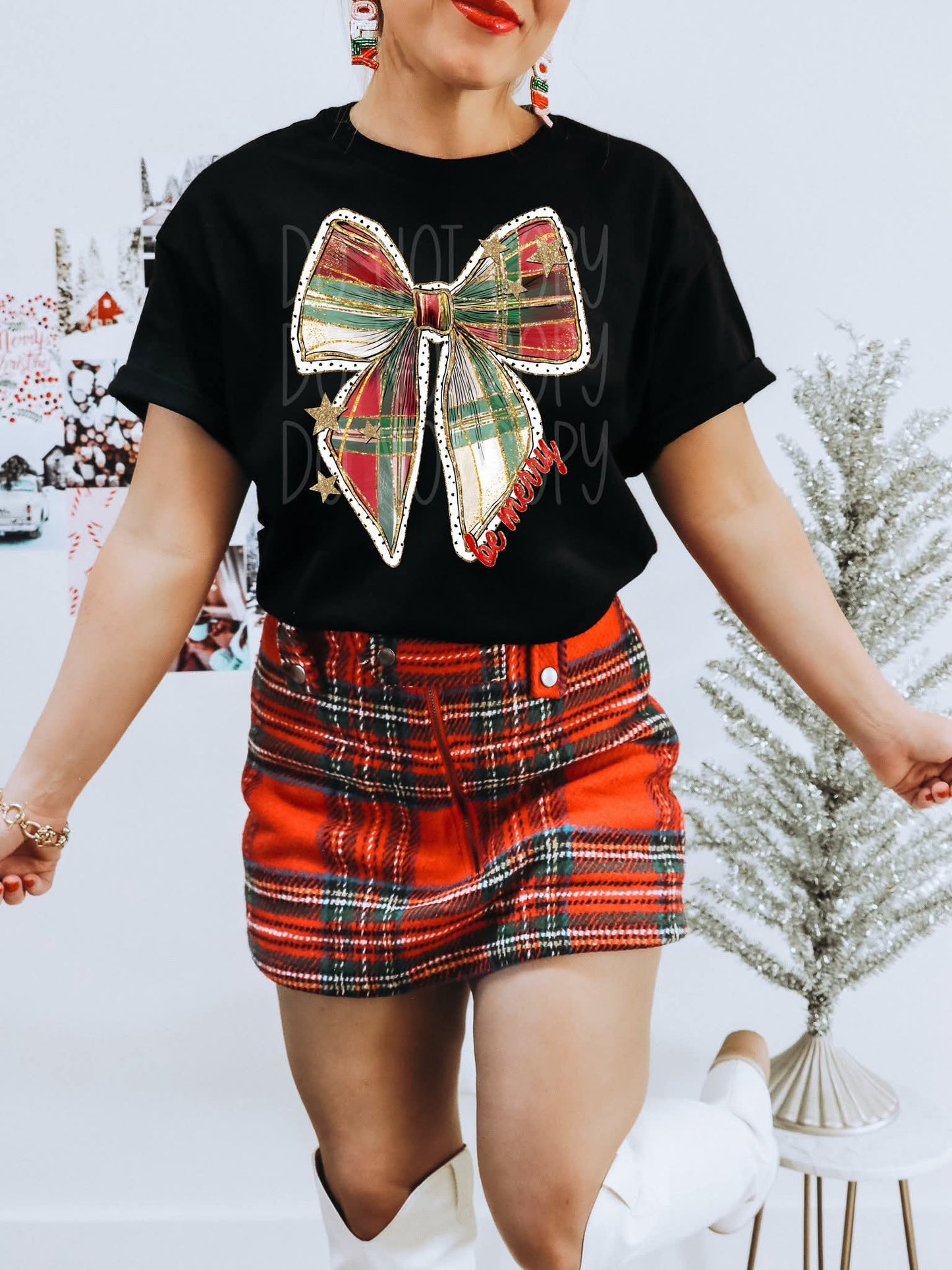 Plaid Merry Bow