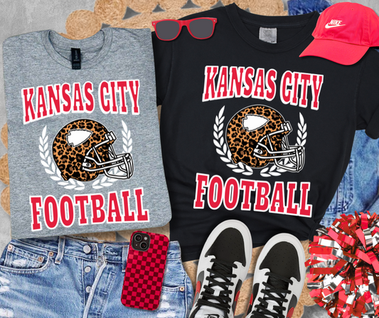 KC Football Leopard Helmet Tee