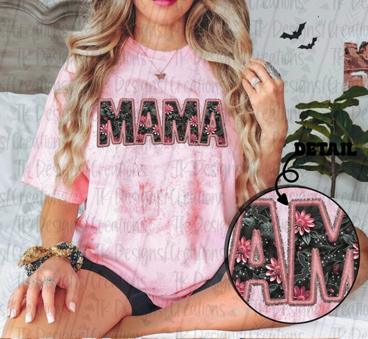 Pink Mama Faux Embroidery