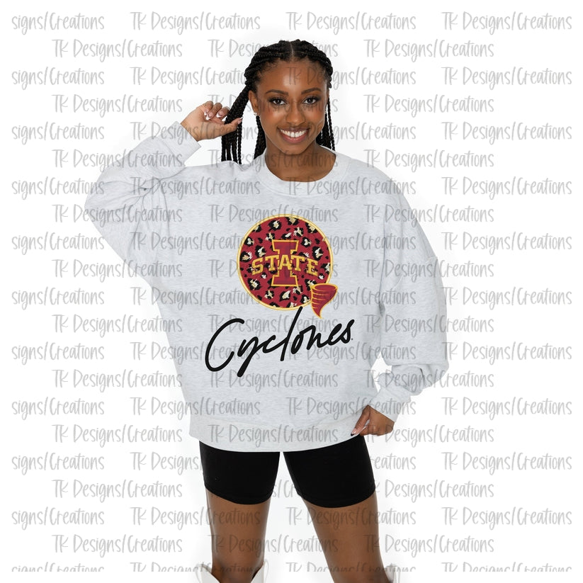 IOWA STATE CYCLONES GOING WILD LONG SLEEVE UNISEX FIT PREMIUM FLEECE CREWNECK SWEATSHIRT WITH RIBBED KNIT NECKLINE, WRIST, AND WAISTBAND