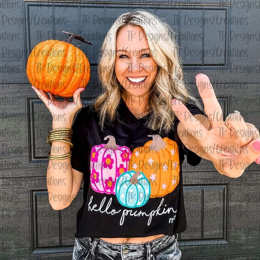 Hello Pumpkin V-Neck Tee