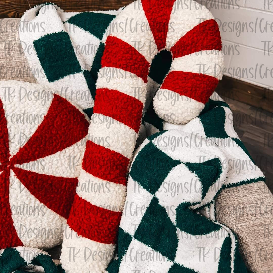 Candy Cane Sherpa Pillow