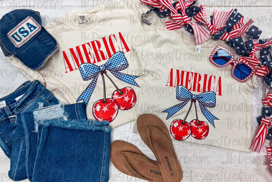 America Cherry Bow Tee
