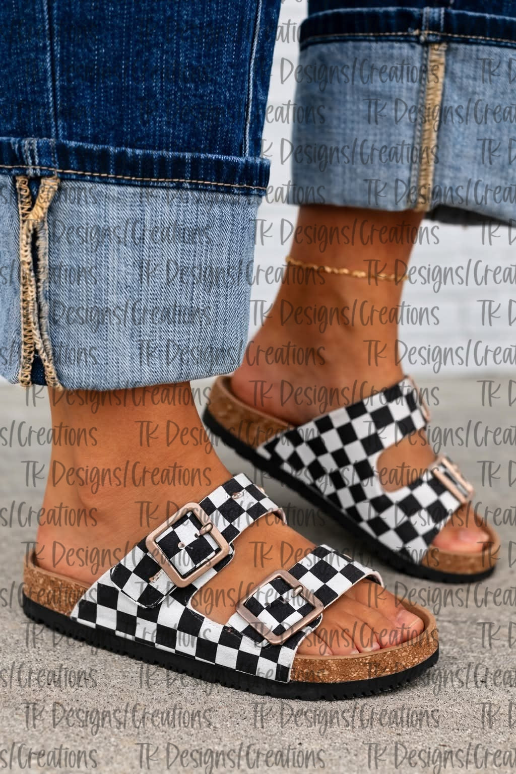 PREORDER: Checkered Two Strap Sandals 3.16.26