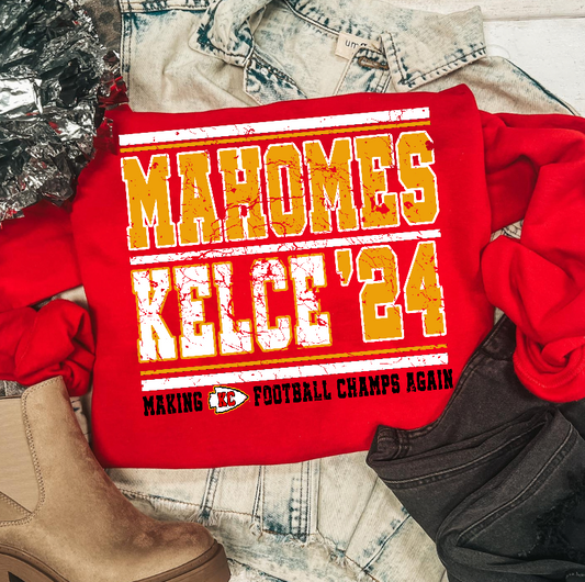 Kelce and Mahomes Red Crewneck