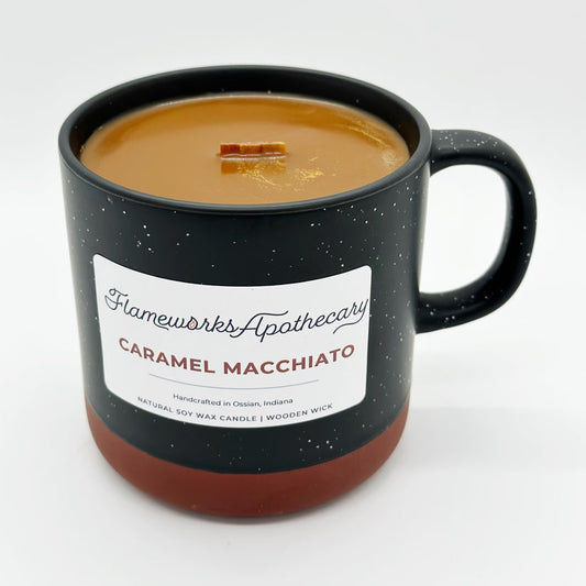 Caramel Macchiato Black Ceramic Mug 12 oz Candle