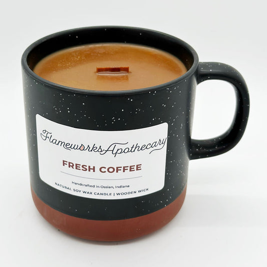 Fresh Coffee Black Ceramic Mug 12 oz Candle