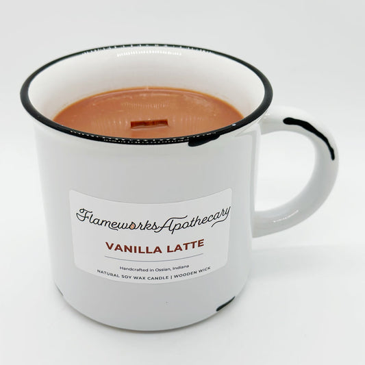 Vanilla Latte White Ceramic Mug 12 oz Candle